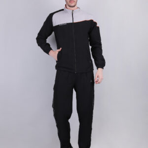Men Solid Slim Fit Mock Tracksuits with DURACOOL+ Black Color