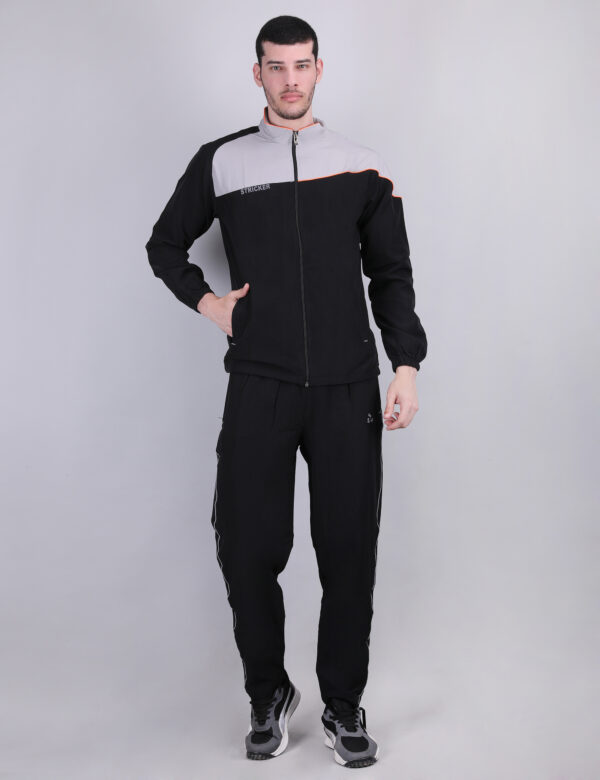 Men Solid Slim Fit Mock Tracksuits with DURACOOL+ Black Color