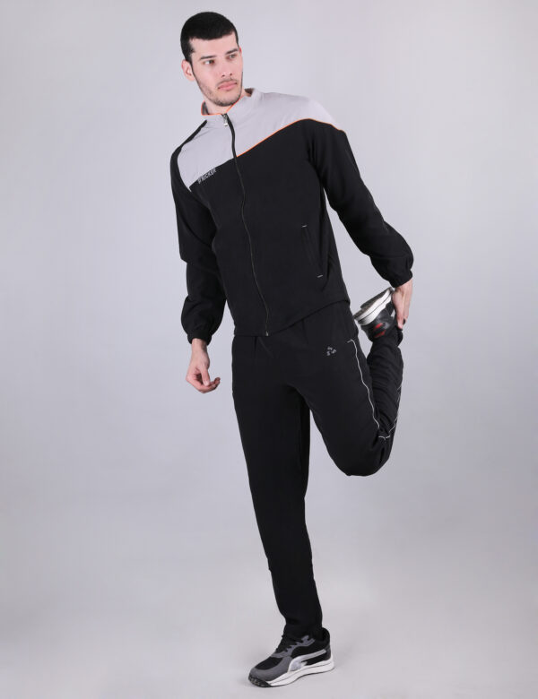 Men Solid Slim Fit Mock Tracksuits with DURACOOL+ Black Color - Image 4