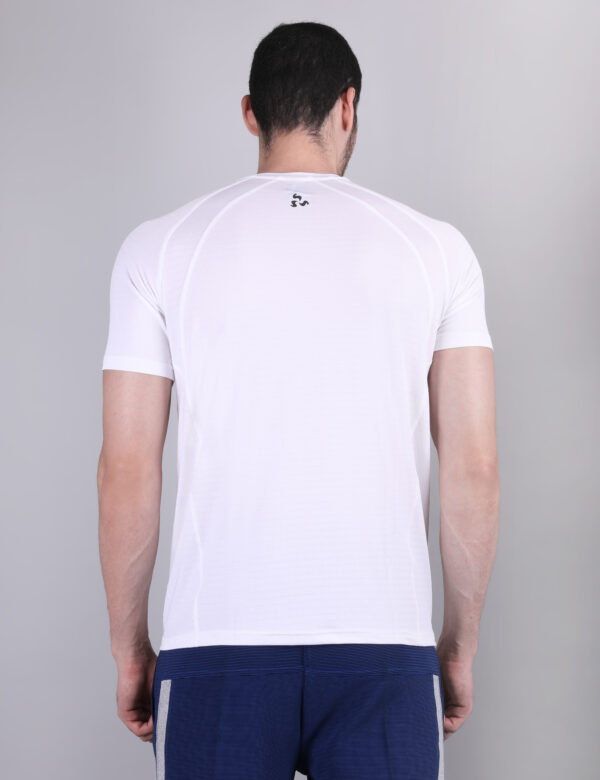 Men Solid Slim Fit Crew Neck T-shirt with COTFLEX - White Color - Image 3