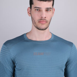 Men Jacquard Slim Fit Crew Neck T-shirt with DOUBLE COOL- Sky Blue